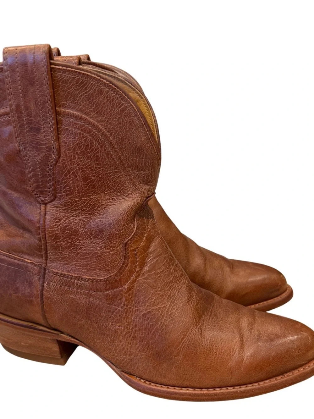 Tecovas Brown Leather Women's Western Ankle Boots The Penny